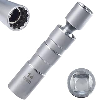 QISF 14mm Spark Plug Socket - Magnetic Universal Joint Flexible Spark Plug Remover,3/8 Inch Thin Wall 12-Point Drive Swivel Removal Installer Tool