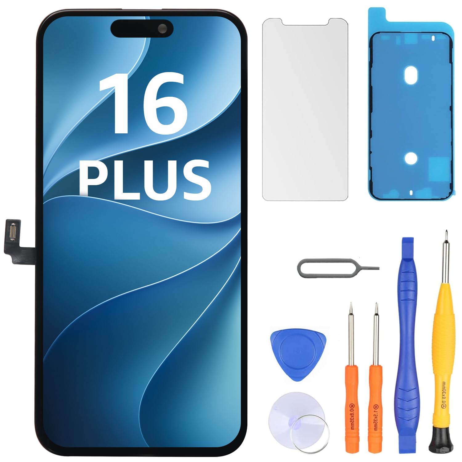 LL TRADER Schermo per iPhone 16 Plus LCD 6,7'' e Kit di Riparazione | Display FHD con 3D Touch e Digitalizzatore, Dotato di Nastro Adesivo Impermeabile e Pellicola Protettiva