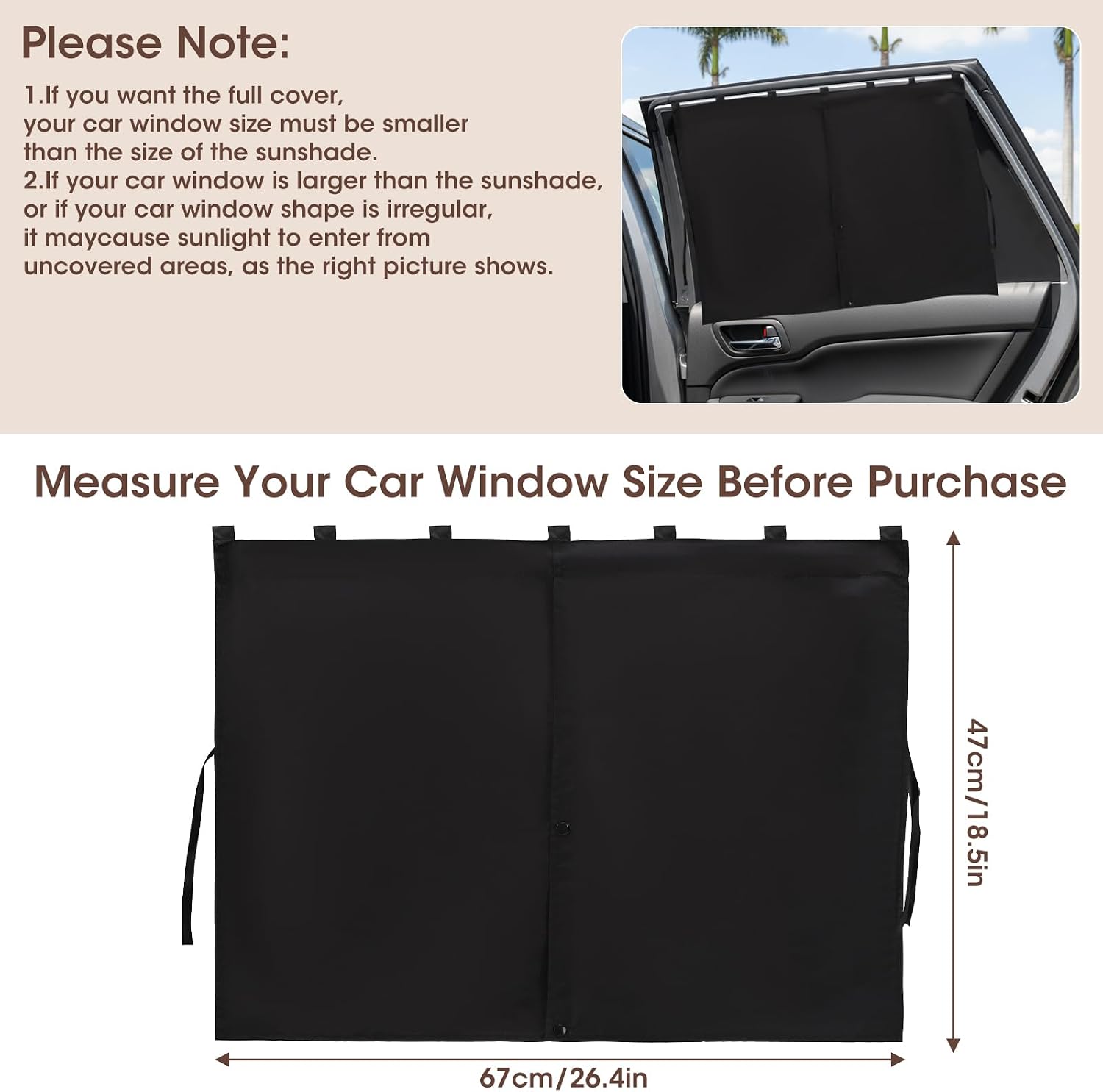 Vitog 2 PCS Car Window Shades, Magnetic(7 Magnets)Double Layer Car Sun Shade for Baby, Back Car Window Curtains for Side Window Privacy, Full Covers/Half Shade Options, Sun Shade Covers Privacy Screen