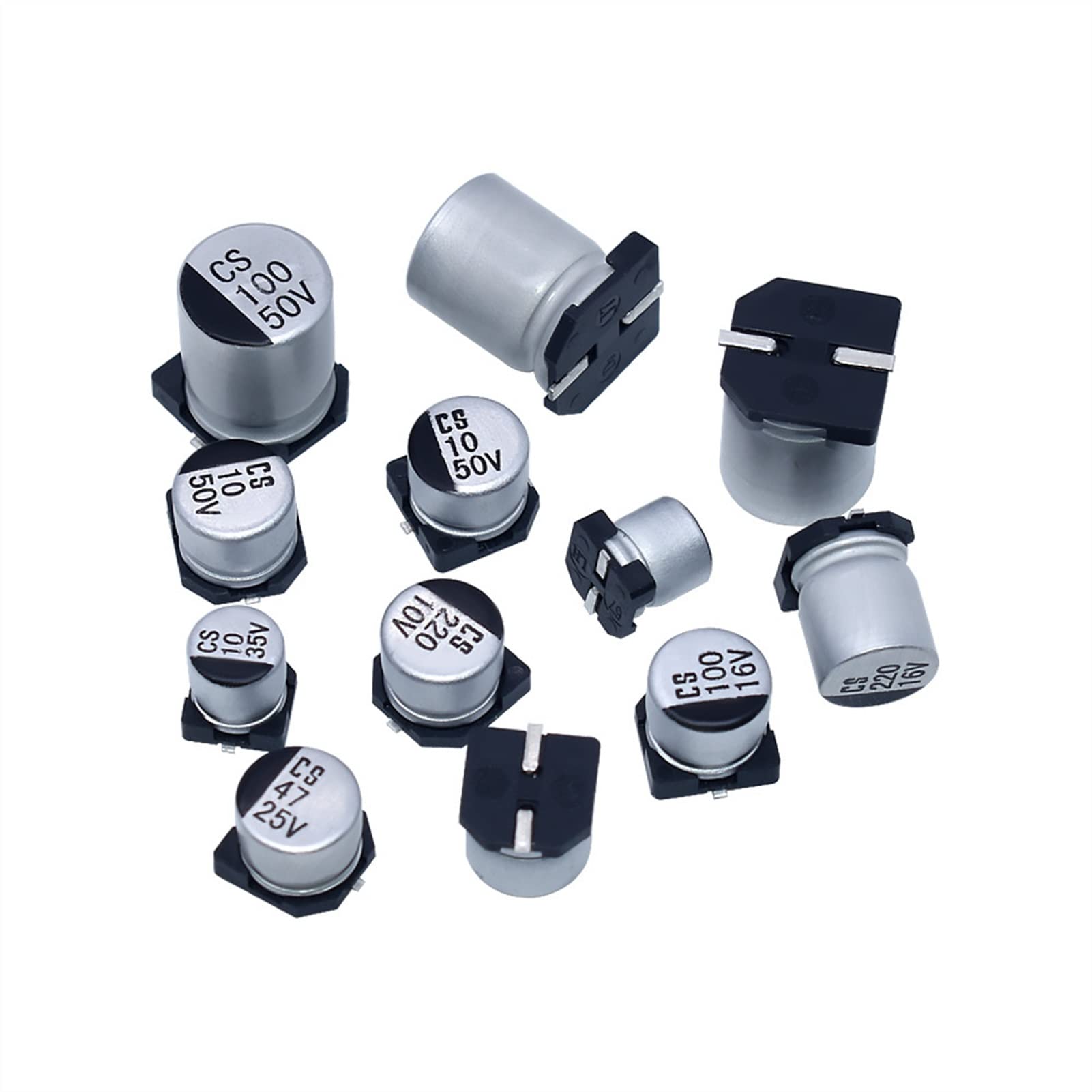 Condensadores 1UF~1000UF 6.3V-50V 400Pcs 24Value SMD Kit de surtido de condensadores electrolíticos de aluminio + caja