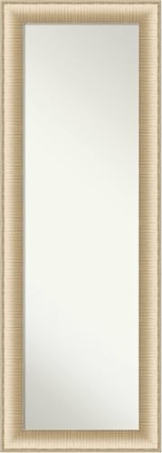 Miniatura 1 de Amanti Art Espejo de puerta no biselado (52.75 x 18.75 pulgadas), elegante marco de miel cepillada, espejo de longitud completa, espejo de pared,