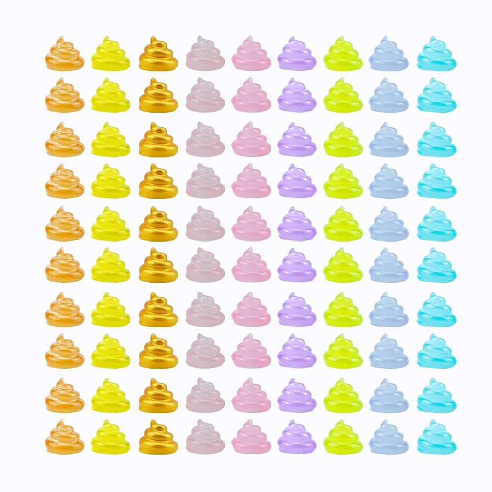 FAZHBARY 90 PCS Mini Resin Poop Colorful Tiny Poop Resin Figurines Bulk for Micro Garden Desktop Decorations