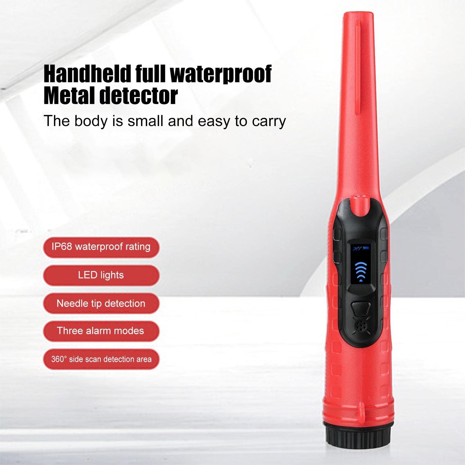 Detector de Metales, Detector impermeable con linterna LED, 360 grados de