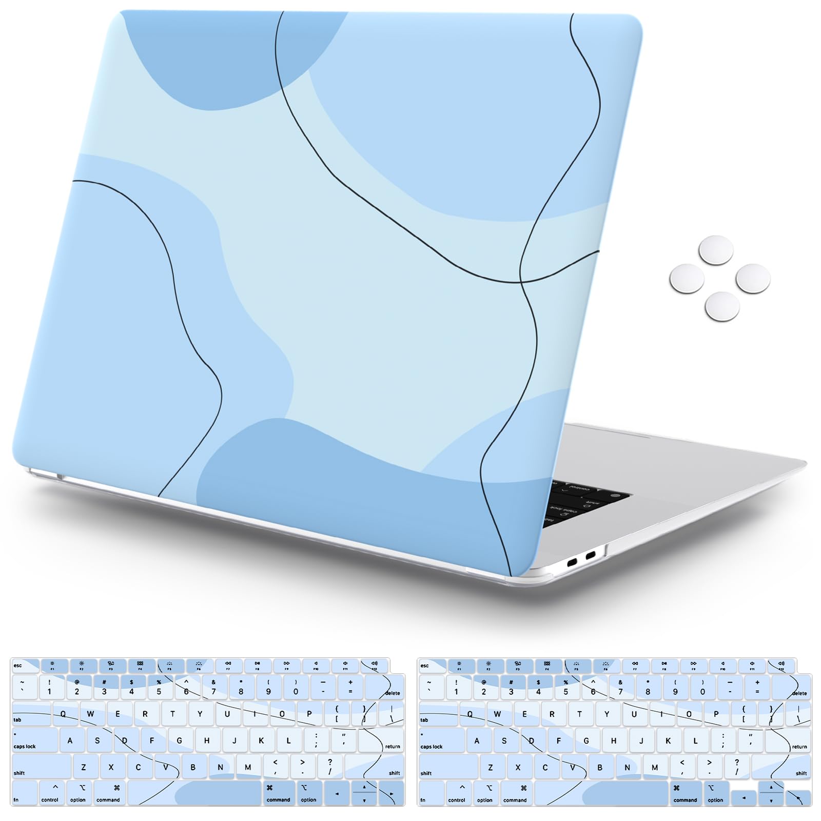 iCasso Compatible with MacBook Air 13 Inch Case 2020 2019 2018 Release A2337 M1/A1932/A2179 with Retina Display Touch ID, Protective Hard Plastic Shell Case and Keyboard Cover (Art Modern-Blue)