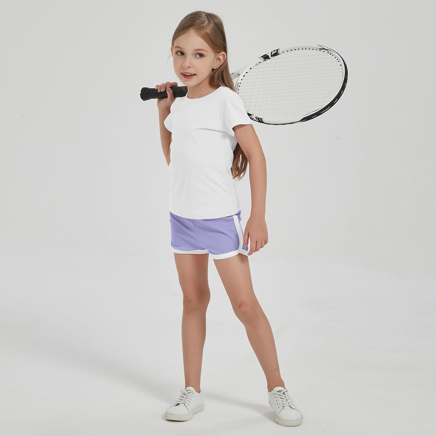 4 Pieces Girls Active Shorts Youth Athletic Shorts High Waist Quick Dry Soccer Shorts for Toddler - Image 3