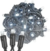 Vista 9 de Novelty Lights Cadena de luces de Navidad de 11 pies, 50 bombillas LED azules en cable negro, espaciado de 2.5", iluminación de grado comercial