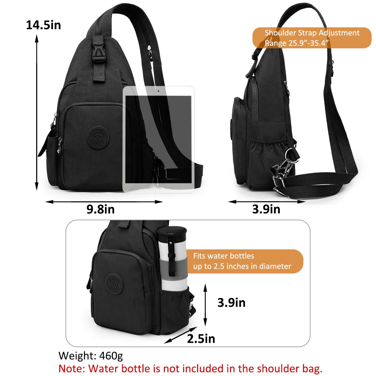 REETEE Leichter Brusttasche für Damen und Herren Klein Sling Bag Nylon Backpack Schulterrucksack, Crossbody Schultertasche für Outdoorsport, Wandern, Radfahren, Reisen