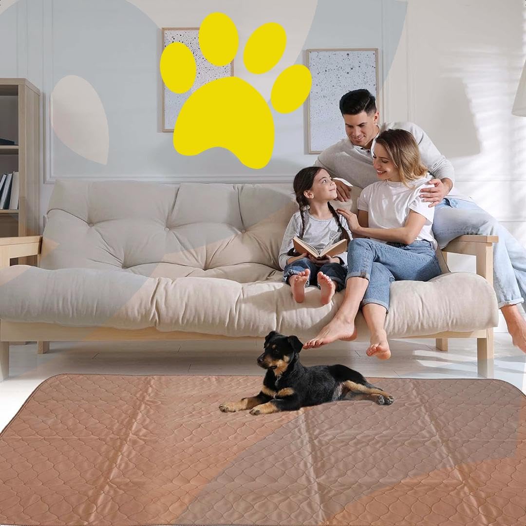 EZwhelp Wiederverwendbare Inkontinenzunterlage Waschbar für Hunde | Wasserfeste PIPI Matten für Hunde | Welpen Zubehör | Hundebett | Trikot-Rückseite | Hundezubehör | 119x119 cm