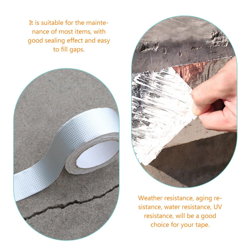 ULTECHNOVO 2pcs Aluminum Foil Butyl Tape Strong Leak Repair Roof Patching Sealant UV Resistant Weatherproof Tape for Rv Trailer Window Pipe
