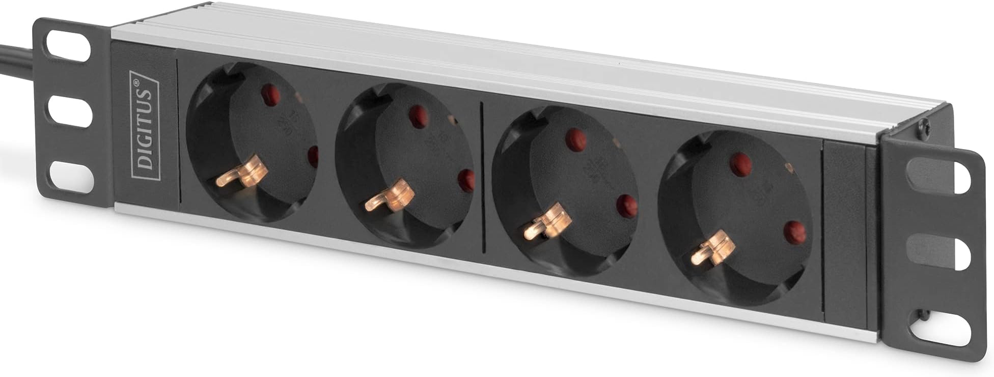 1U Aluminum PDU, 254 mm (10") rack mount, 4x safety outlet, 16A, 4000W, 250VAC 50/60Hz