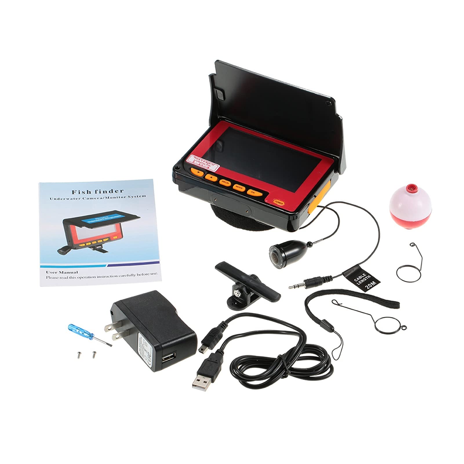Caméra de pêche HD 1000TVL avec moniteur LCD et câble 20M pour détection