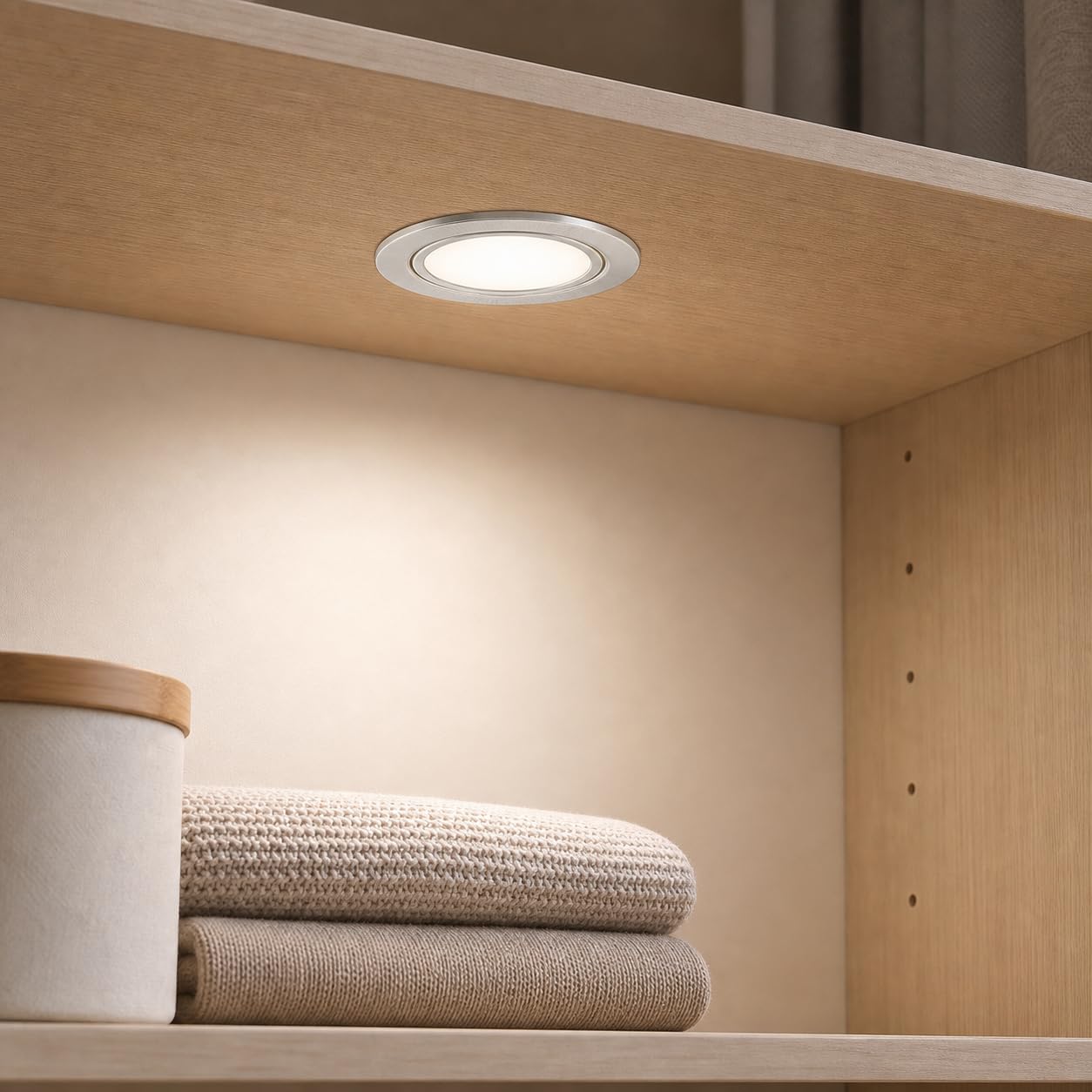 6x 3W LED Möbeleinbauleuchte Milena 12V Einbauspot Einbaustrahler Edelstahl gebürstet warmweiß 3000K Milchglas Bohrloch 55-60 mm Ø65 mm