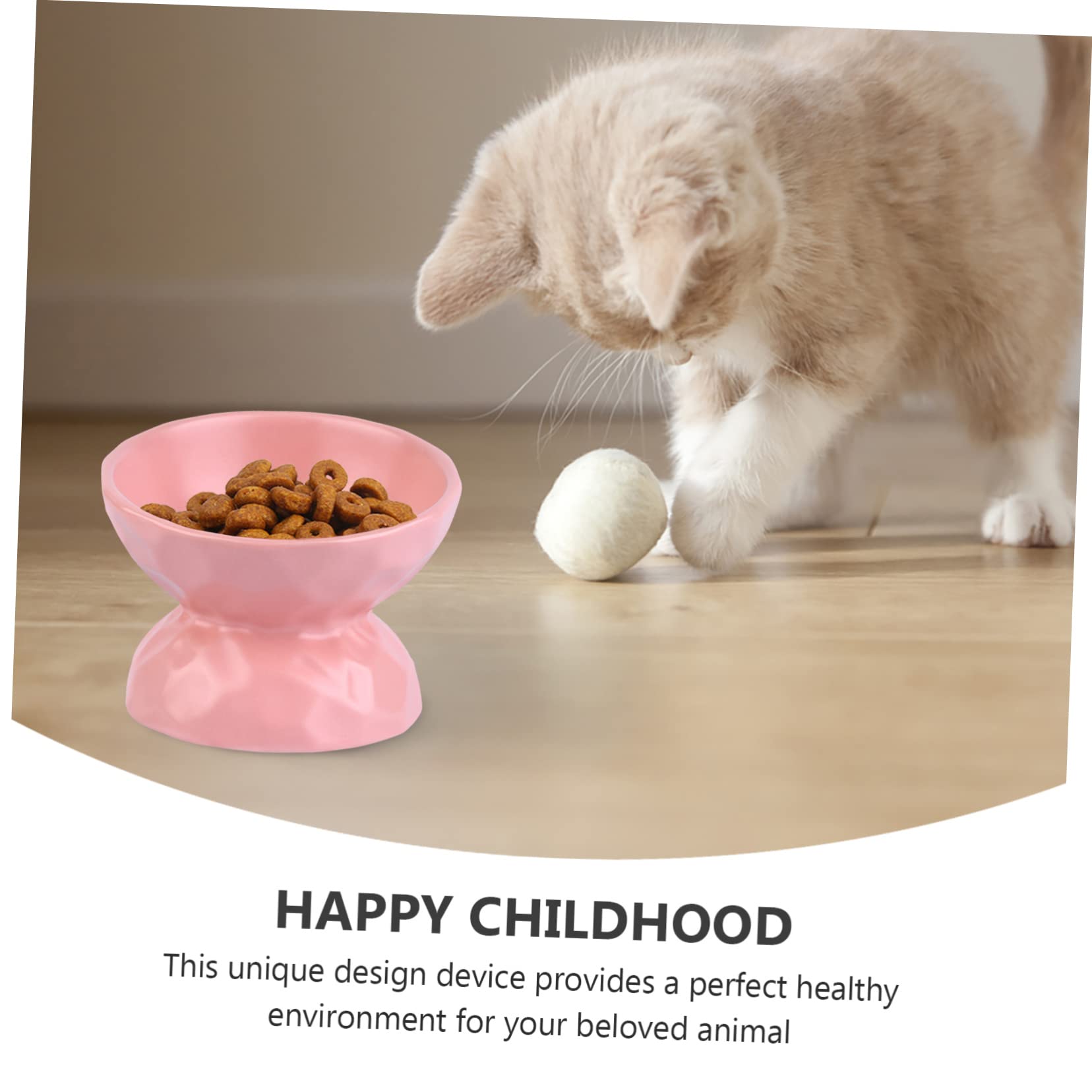 INOOMP Comedero De Cerámica para Gatos y Plato Antivoracidad y Antivuelco Diseño Ergonómico para Alimentación y