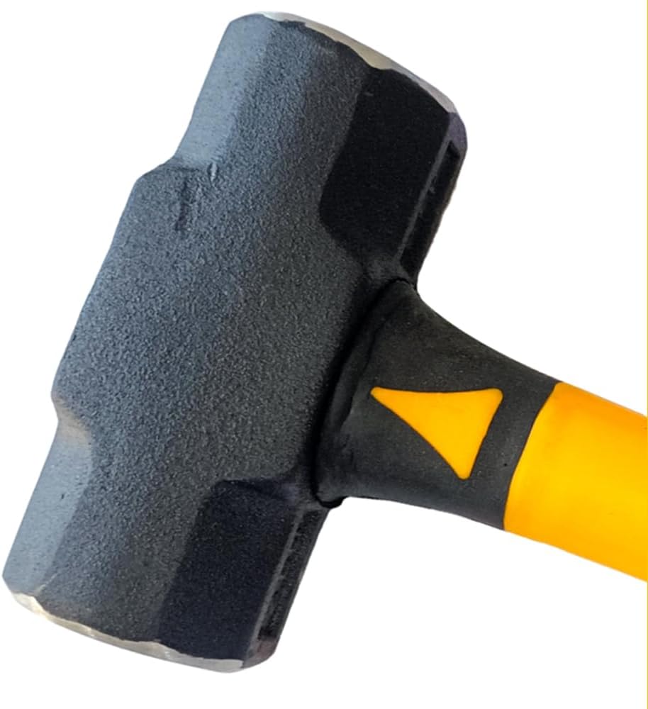 Sledge Hammer 14 LB with 33 Inch Fiberglass Handle Length Powder Coated with Polished face, Yellow black color Heavy Duty Metalworking Tools for Automotive, Industrial and Construction E-2257