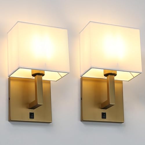 Yosoan Juego de 2 apliques de pared para tocador de interior con interruptor de encendido y apagado, lámpara industrial moderna bohemia vintage con