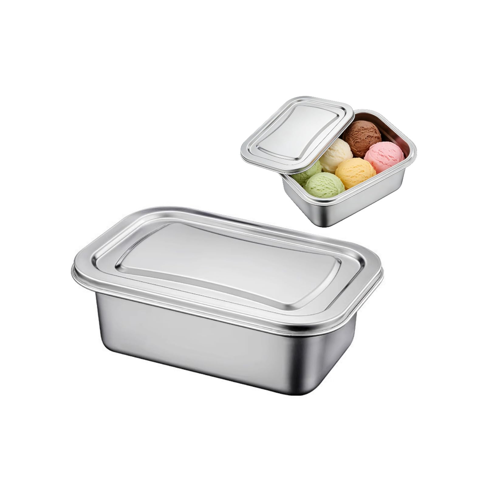 Ekoama Large Capacity Stackable Stainless Steel Freezer Box Ice Cream Storage Container With Lid For Frozens Dessert