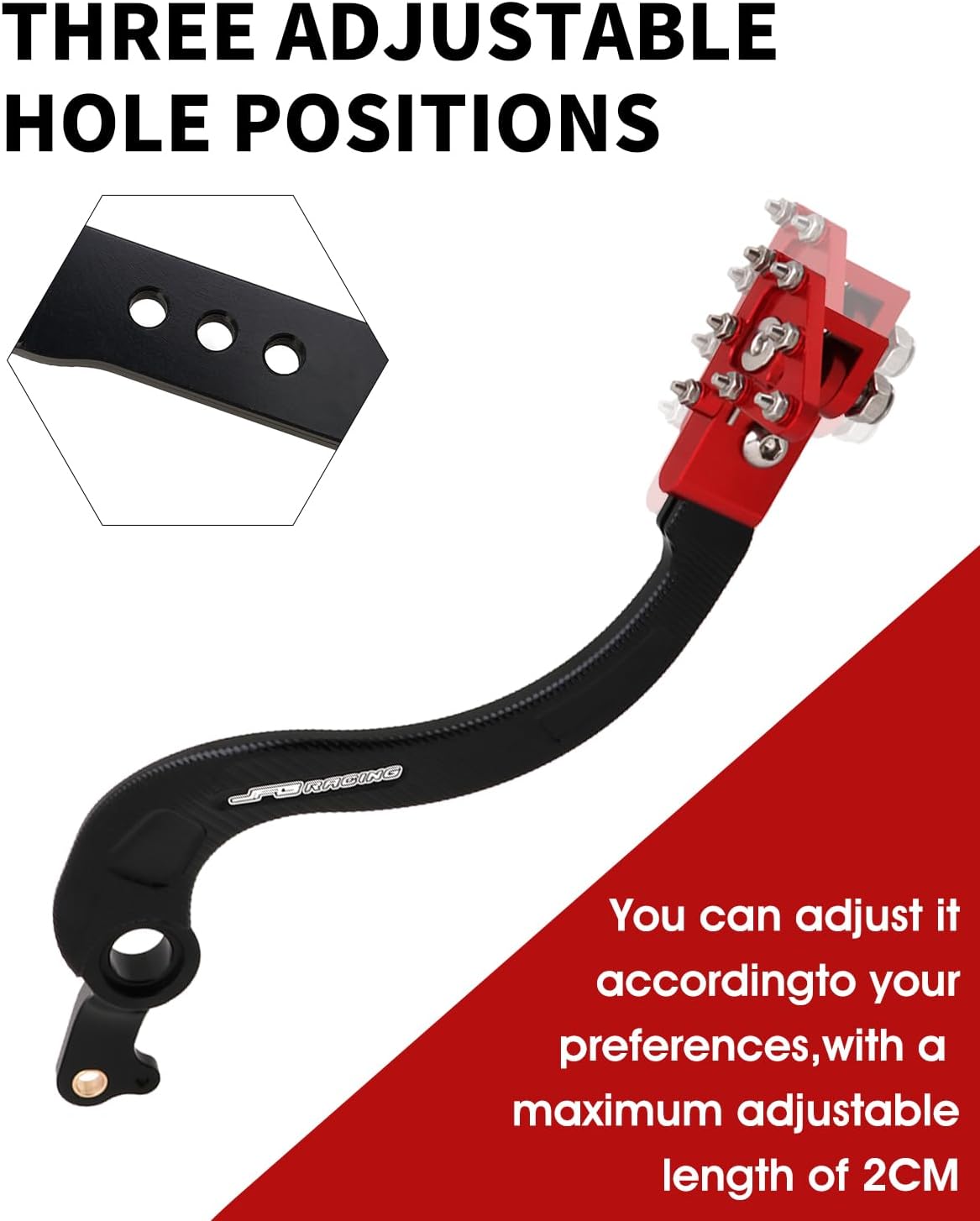 JFG RACING Dirt Bike Rear Brake Foot Pedal,CNC Motorcycle Foot Lever for CRF250R 2004-2024/CRF450R 2005-2024/CRF450RX 2017-2024/CRF250RX 2019-2024-Red