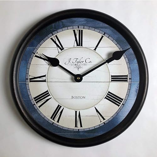 Reloj de pared azul Carolina  Mecanismo de cuarzo ultra silencioso  Hecho a mano en Estados Unidos, hermoso color nítido y duradero, viene en 8