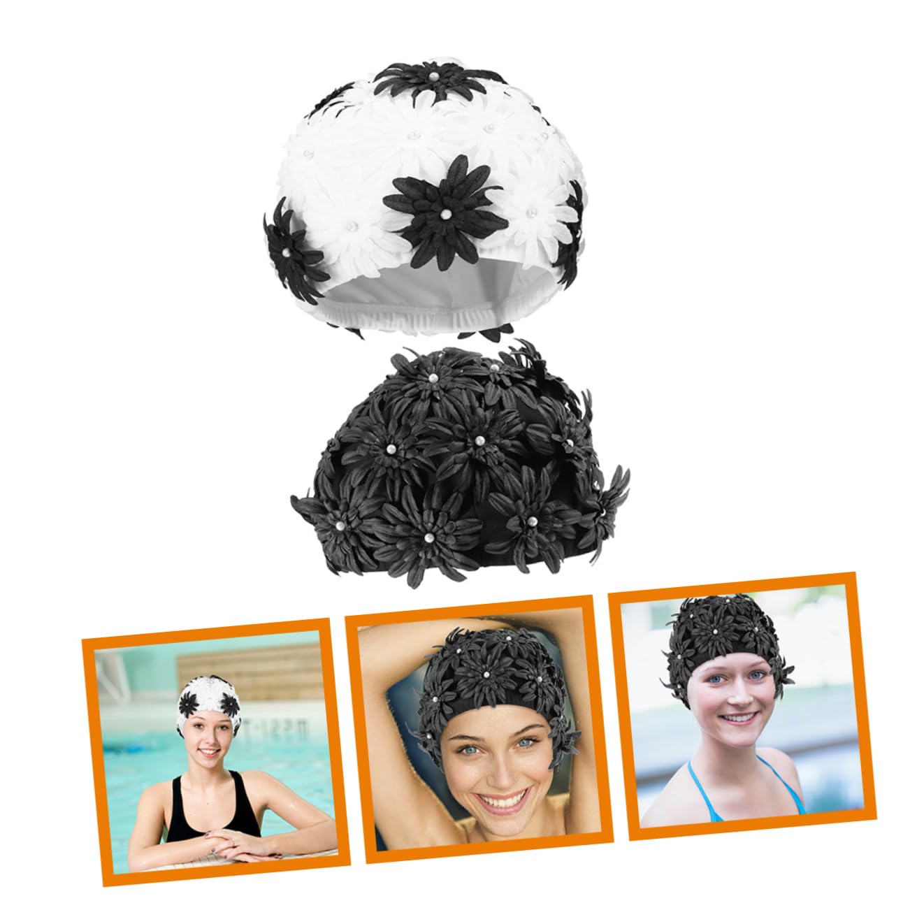Gorro de Baño Flores Celebracion Verano 2piezas Brocado para Mujer Adulta | Ajuste Cómodo y Portátil, Protección para Natación, Reduce Fricción y Resistencia, Estilo Creativo