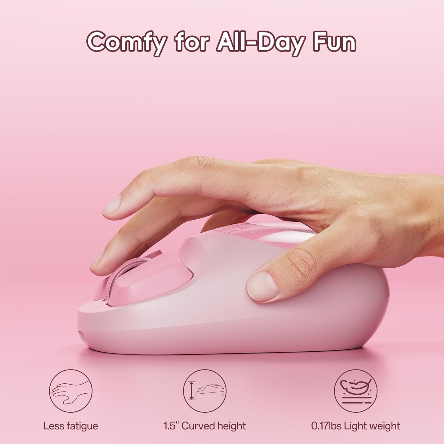 My Little Pony Wireless Mouse - Pinkie Pie Edition, 3D Character Design Silent Click Mouse with 1600 DPI, Dual-Mode (2.4GHz/Bluetooth), Ergonomic for Mac/Windows