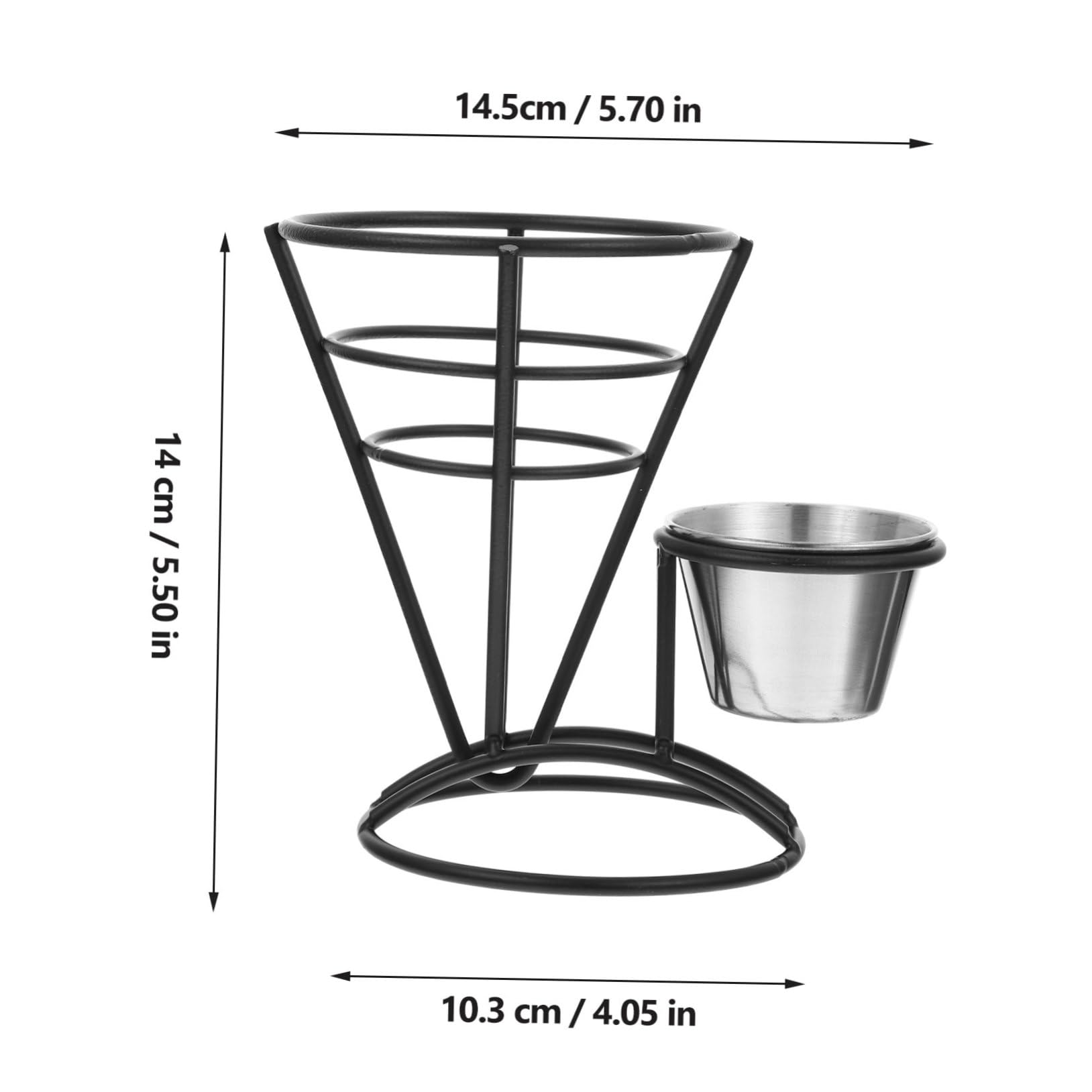 OFFSCH Iron Frying Food Basket Stable French Fry Stand with Sauce Cup for Home and Restaurant Snack Serving for French Fries Snacks and More