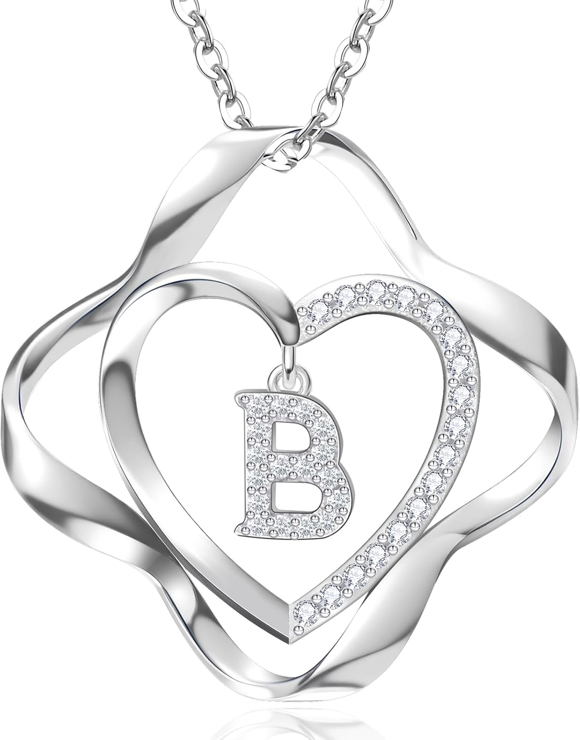 RIVIKO Valentines Day Gifts for Her-Love Knot Initial Necklace,925 Sterling Silver Letter Pendant Necklaces,Personalized Alphabet Jewelry Christmas Birthday Gifts for Women Wife Mom Friend