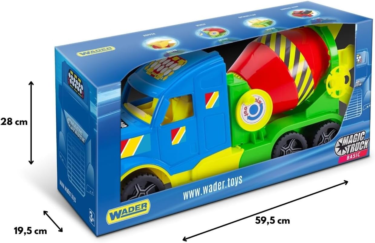 Wader 36341 Magic Truck Concrete Mixer 59.5 cm for Children from 3 Years Suitable as a Gift for Creative Play