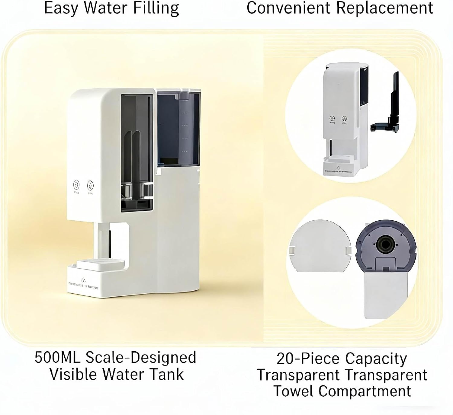 2026 Fast 5-10s Hot Towel Dispenser & Face Towel Warmer, 55°C Constant Temperature, 500ml Tank, Auto-Dry Safe Portable for Spa, Facial, Bathroom & Home Use (B)