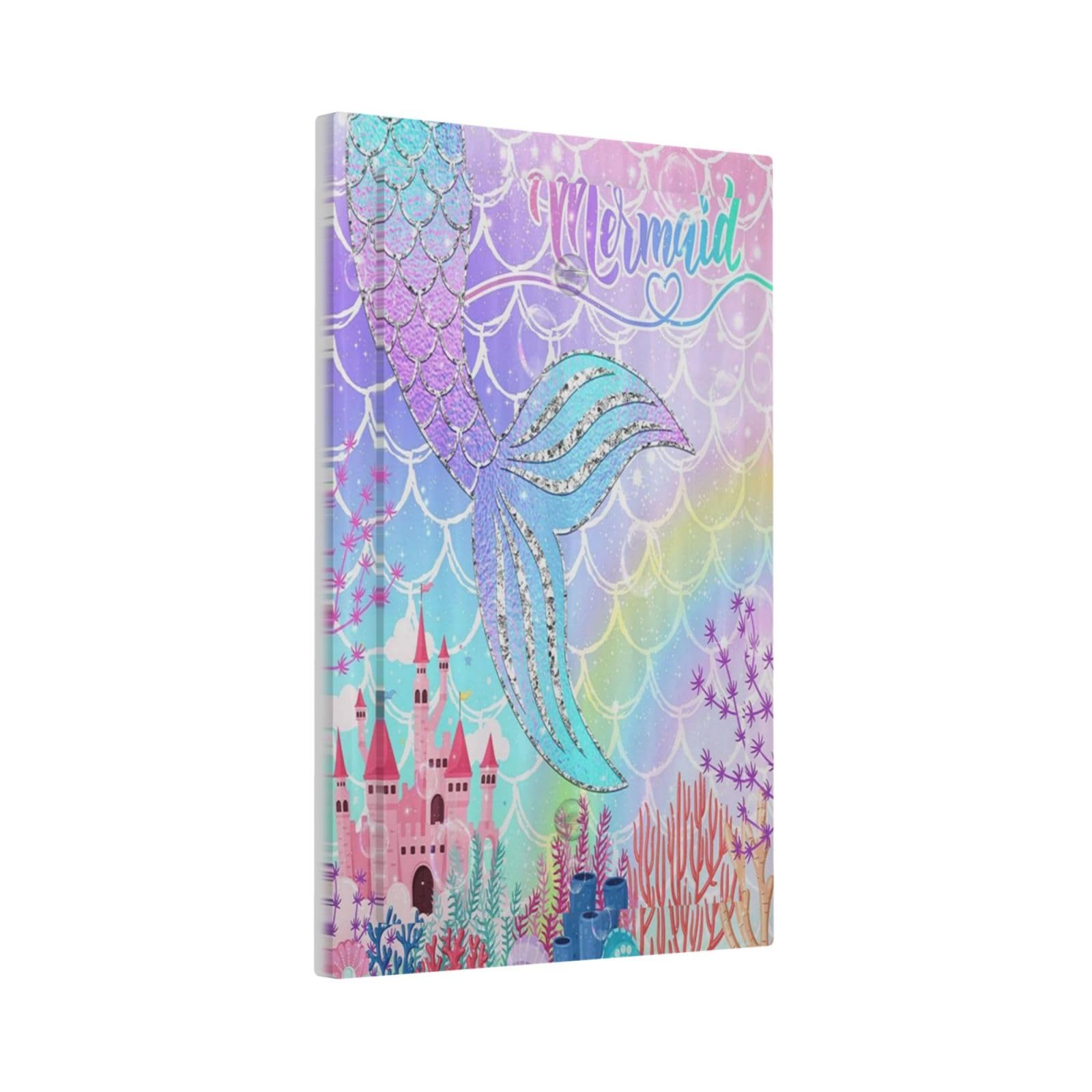 Silvery Glitter Cute Mermaid Tail Fantasy Castle 1 Gang Light Switch Covers No Device Wall Plate Decorative Blank Switchplate Electrical Faceplate for Kidroom Nursery Girlroom Bedroom Decor