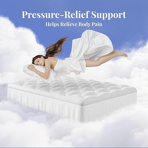 Miniatura 9 de OhGeni Cubrecolchón de doble capa de 4 pulgadas, espuma viscoelástica de gel y almohadilla superior suave de 2 pulgadas, funda de colchón, sueño