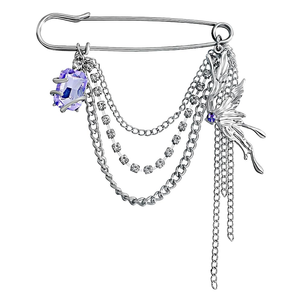 Broche de seguridad con cadenas colgantes, decorativo, punk, gótico, para suéter, vestido, falda, alfileres emo