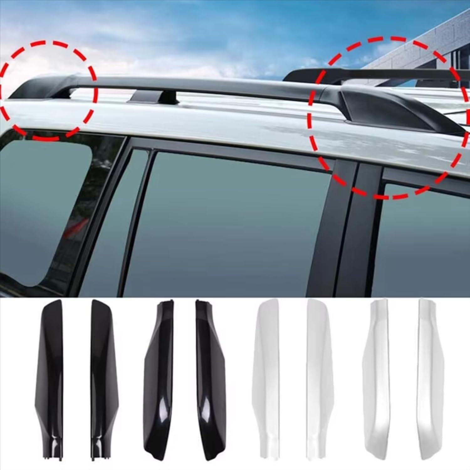 Roof Rack Shell End Compatible with Toyota for Land for Cruiser for Prado 150 FJ150 2010-2019 Roof Rack Cover Bar Rail End Shell Luggage(Silver)