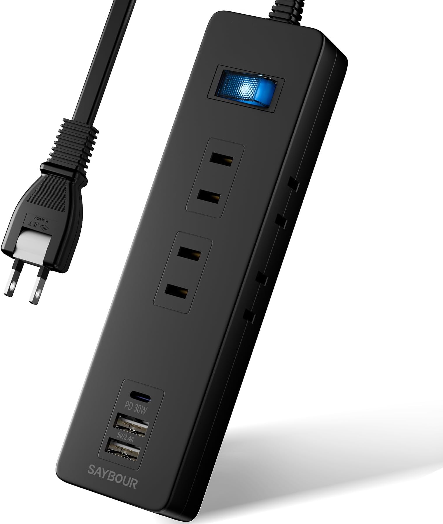 Amazon.co.jp: SAYBOUR 電源タップ USB 延長コード 1.5m 急速充電 PD 30W コンセント 6個 雷ガード ...