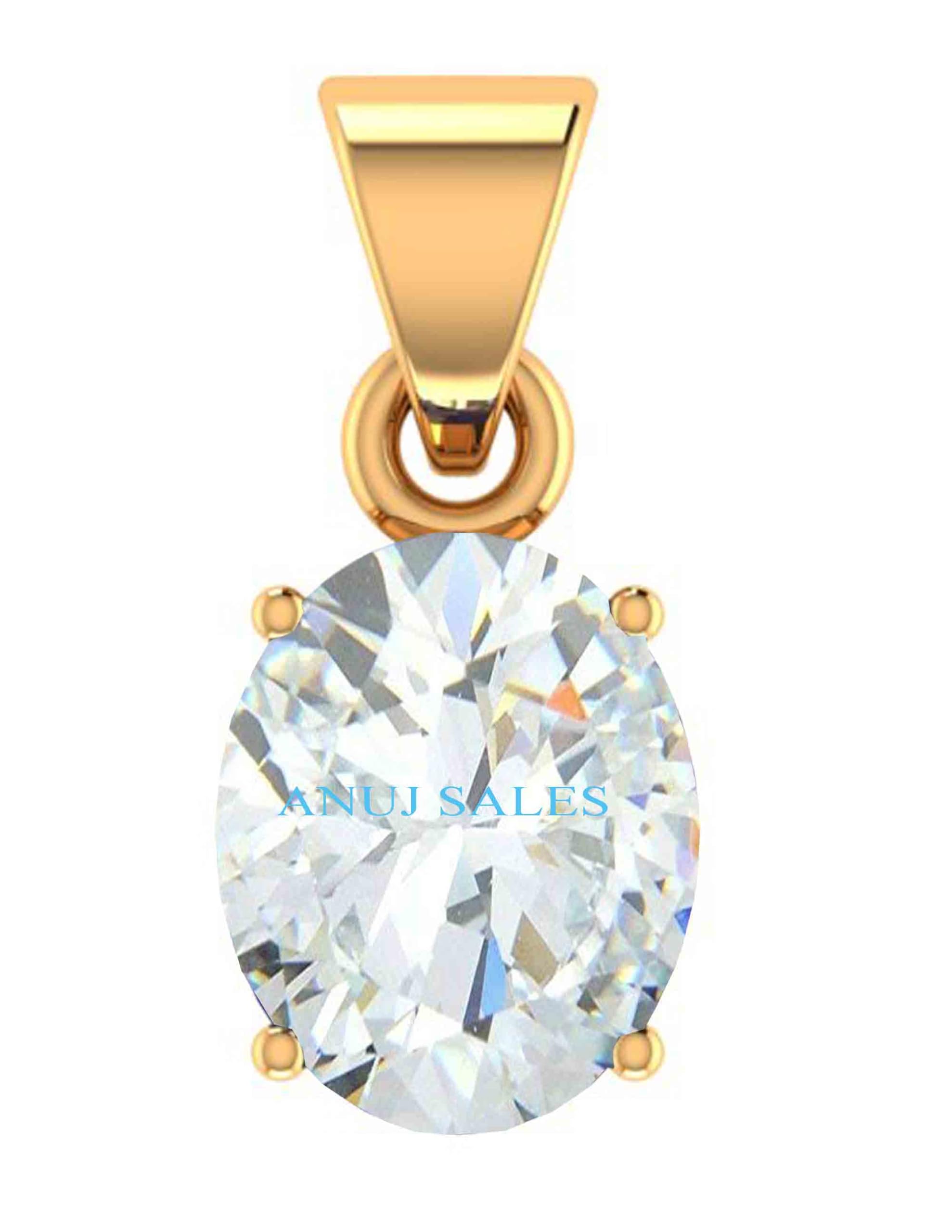 anuj sales 13.25 Ratti 12.00 Carat Natural White Zircon Pendant/Locket American Diamond Zircon Stone Gold Plated Metal Pendant for Men and Women-picture-32