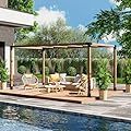 HAPPATIO 10' X 13' Outdoor Pergola Pretreated Wood Pergola for Deck, Backyard, Patio, Wooden Pergola with Pergola Brackets and Expansion Screws (Dark Brown)