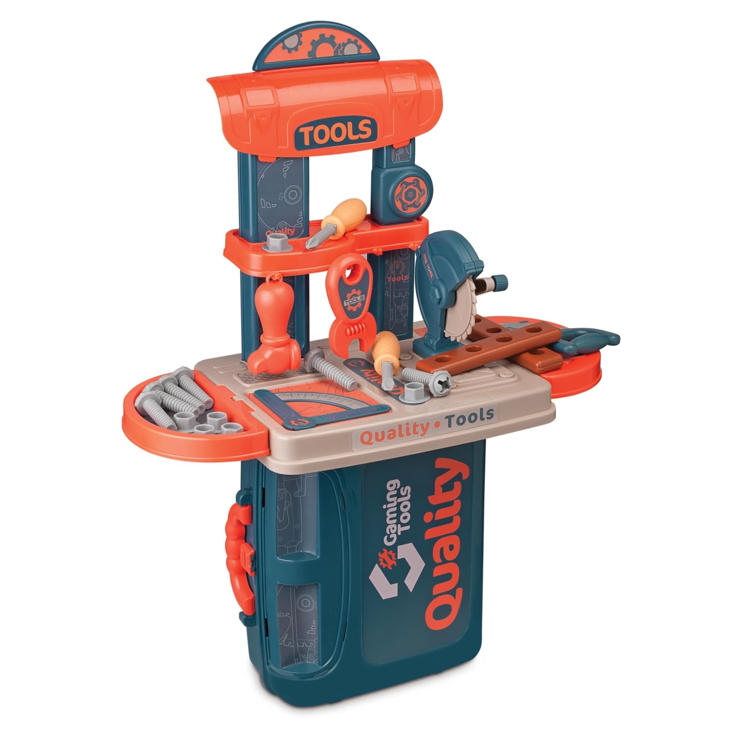 FunGateToys® Tool Set Briefcase 2 in 1, Tools Table with Working Gears, Simulation Design, with Drill Hammer Working Gears & Multiple Tool Toys Carry case Tool Box | BIS Approved | (B0DH3GRTVX) Amazon Price History, Amazon Price Tracker