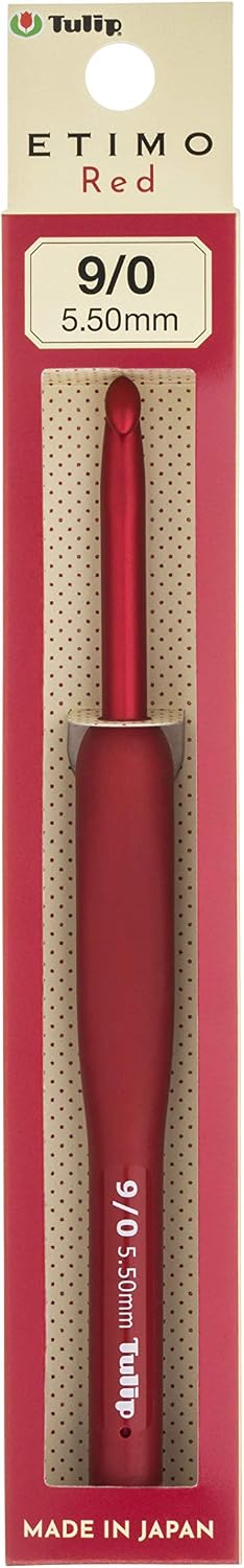 ETIMO Red Crochet Crochet Crochet with Cushion Grip, No. 9/0, Tulip
