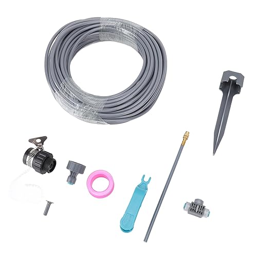 Miniatura 7 de Peoyoo - Sistema de riego de jardín de 82 pies con boquilla giratoria de nebulización y manguera de tubo de PVC para césped, jardín, patio,