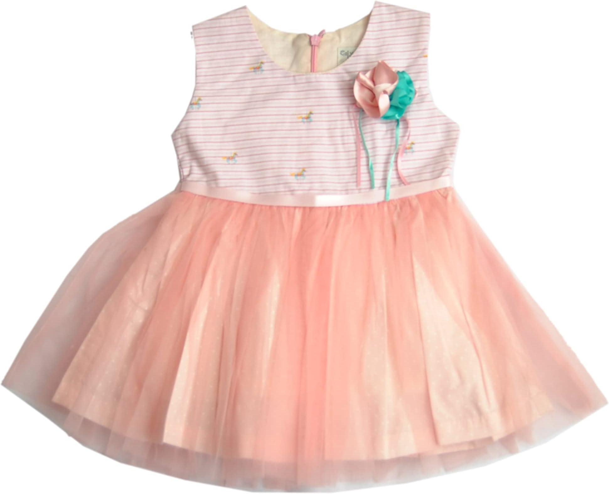 Calyx Clothing Baby Girls Above Knee Casual Dress Peach
