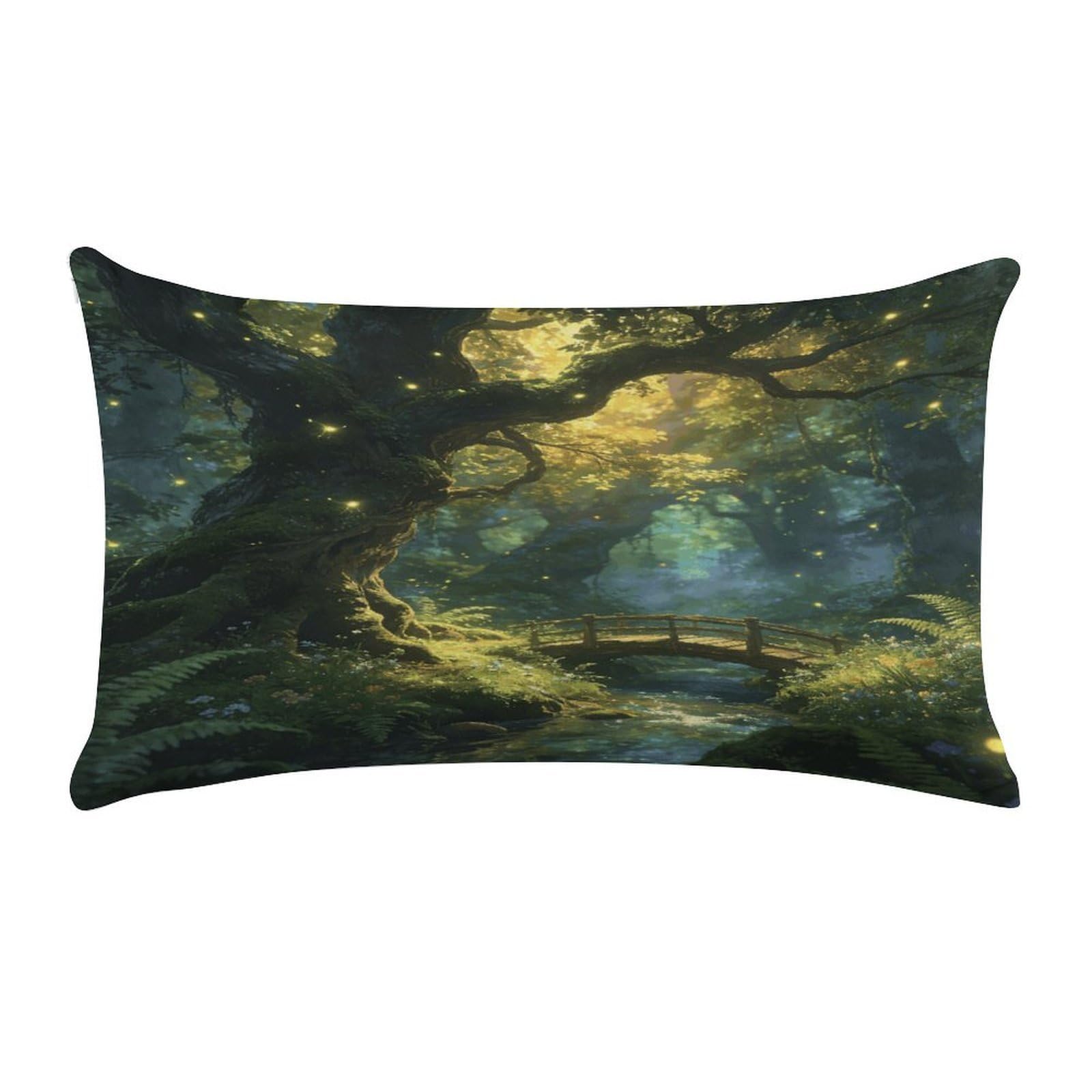 Fodpand Style Enchanted Forest Pillow Cases Set Of 1 Extra Soft Pillow Protectors With Hidden Zipper Perfect For Hotels, Guest Rooms,Bedroom 12X20 Inches Pillows Not Included