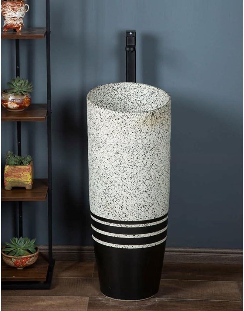 Pedestal Sinks Retro Integrated Basin Small Size Floor-Standing Wash Home Balcony Bathroom Outdoor Pool Sink (A)
