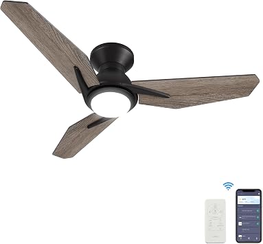 SMAAIR 44 Inch Smart Ceiling Fan with Light, Indoor/Outdoor Ceiling Fan, Compatible with DC Motor,10-speed,8 Hours Timer,Supports Remote Control/Alexa/Google Assistant Wood