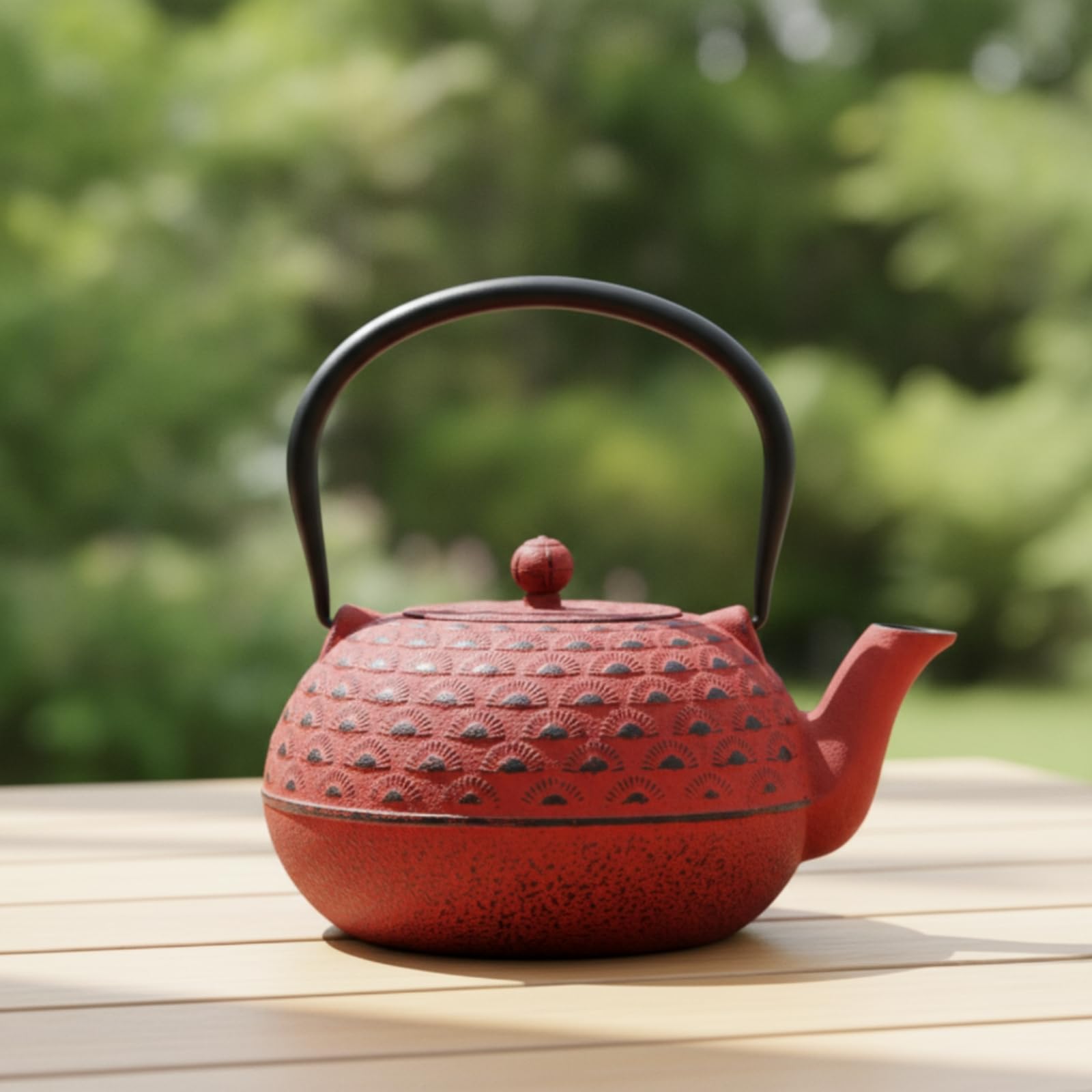 rockible Tetera Hierro Fundido Resistente Al Desgaste Tetera con Tapa Cómodo Vajilla para Aficionados Al Té Té, Invitados, Array, Negro, Con Filtro, Con Cuerda De Cáñamo