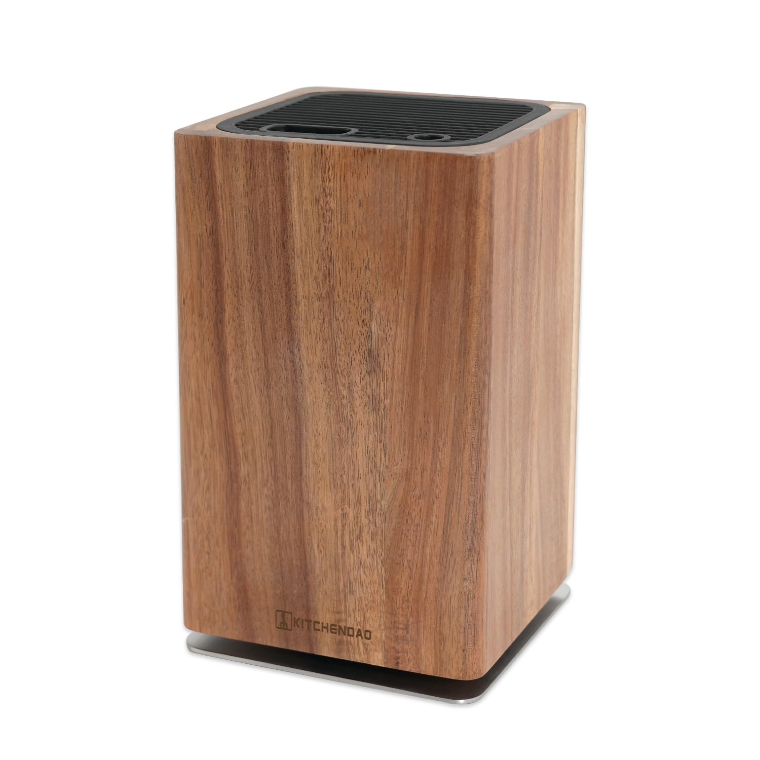KITCHENDAO Magnetic Knife Block without Knives, 360° Rotary Acacia Wood Knife Holder, Large Universal Knife Storage with Magnet, Countertop Butcher Block Knife Stand for Easy Kitchen Storage