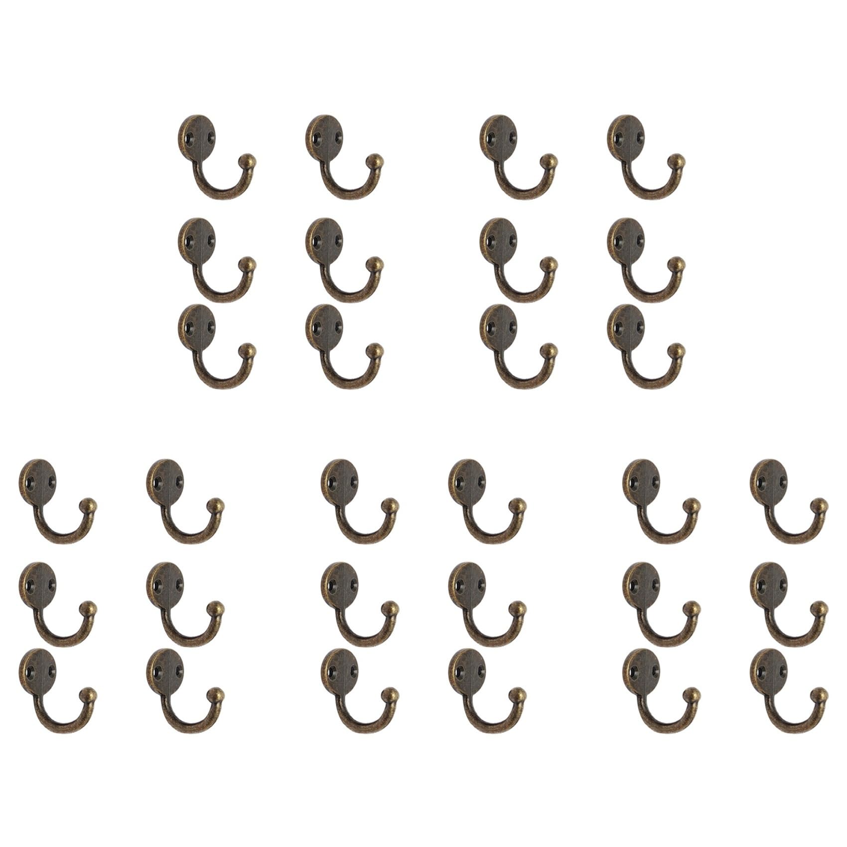Vjsujehgy Lot 30pcs Retro Coat Hat Hook Door Wall Hanger Alloy 35 X 30mm -Bronze