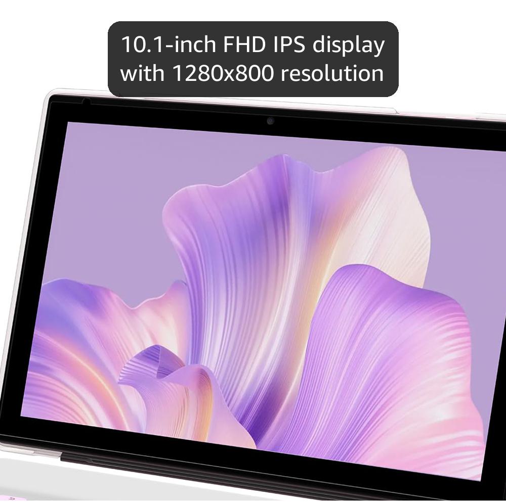 NOVOJOY 2 in 1 Tablet 10 Inch Android 15 Tableta, Tablets with Keyboard, Mouse, Case, Stylus, 32GB ROM+8GB RAM, 2MP+8MP Dual Camera, Quad Core Processor, 6000mAh Battery, 10.1 in FHD Tab Pink