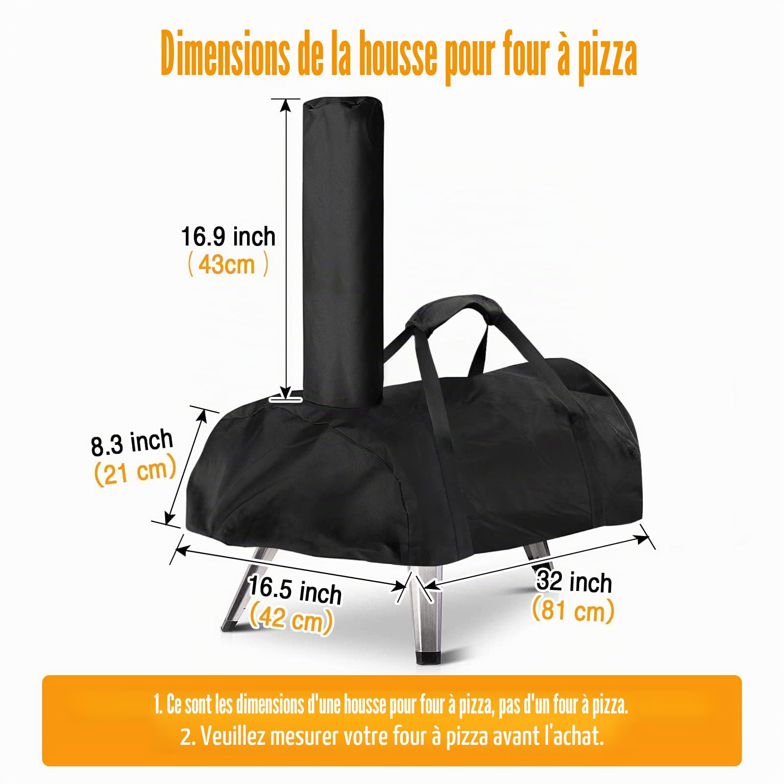 Housse de four à pizza Ooni Karu 12 étanche résistant intempéries Oxford noir 81 x 42 x 21 cm