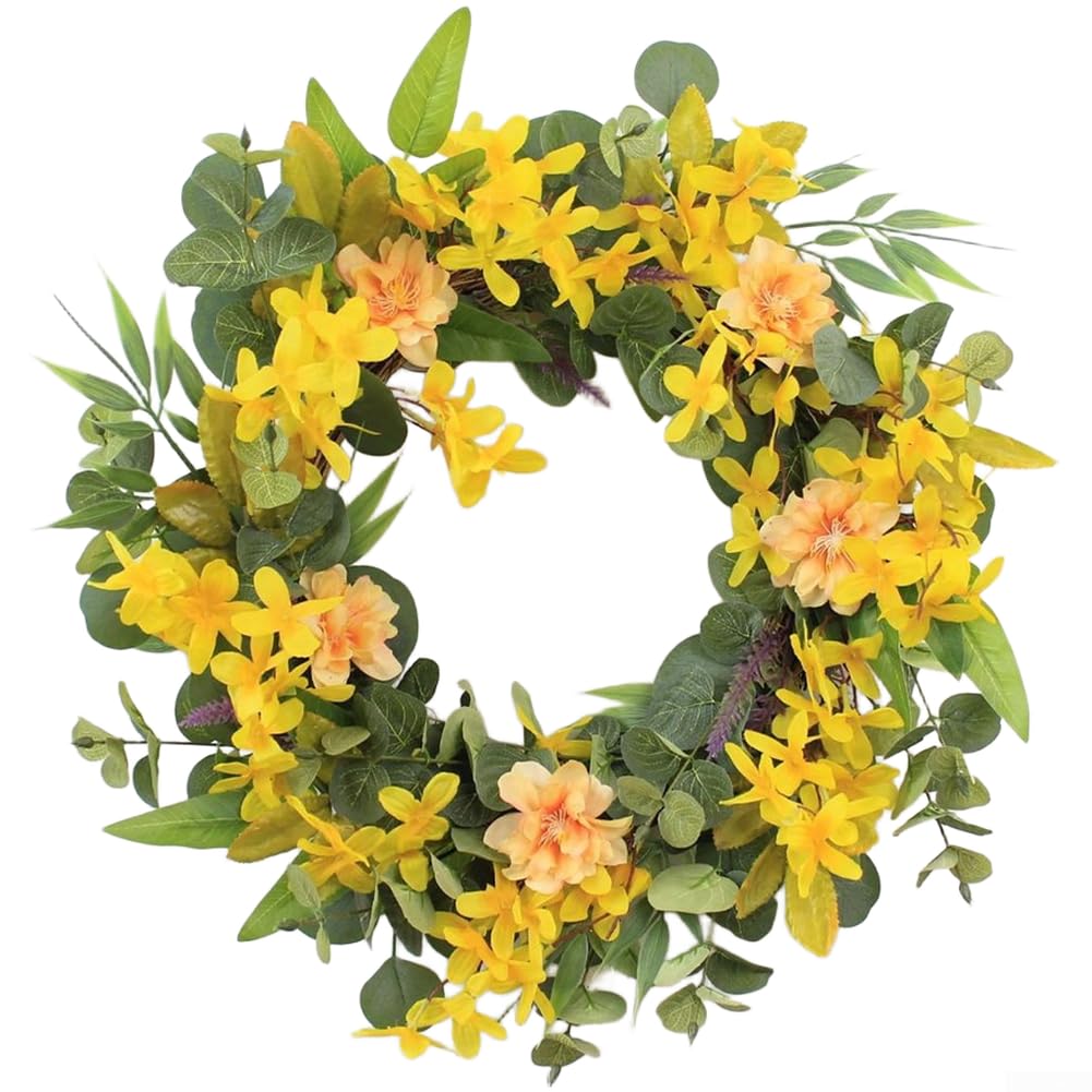 Ghirlanda Fiori Finti Seta 55cm Gialla
