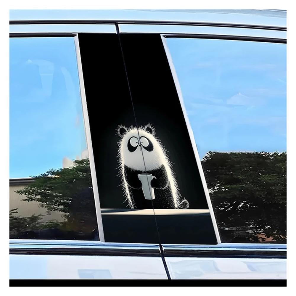 Decorative Items 2pcs Car Window Pillar Stickers Panda Pattern Scratch Resistant Film