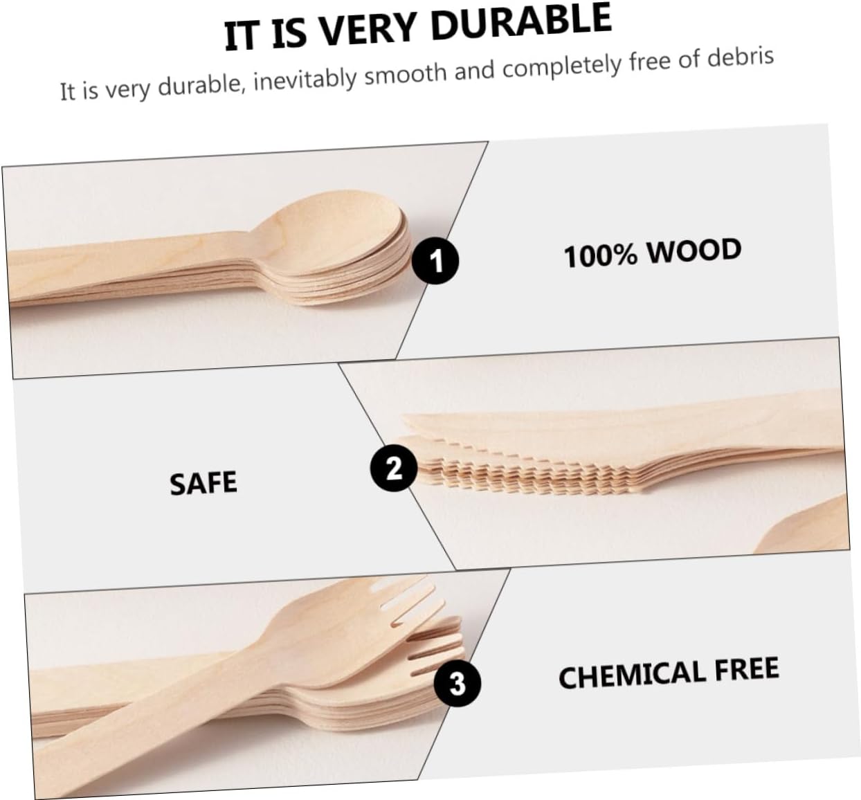 Disposable Wooden Cutlery Set 12pcs with Forks Spoons Knives, Biodegradable Party Tableware for Camping Picnic Birthday Gatherings